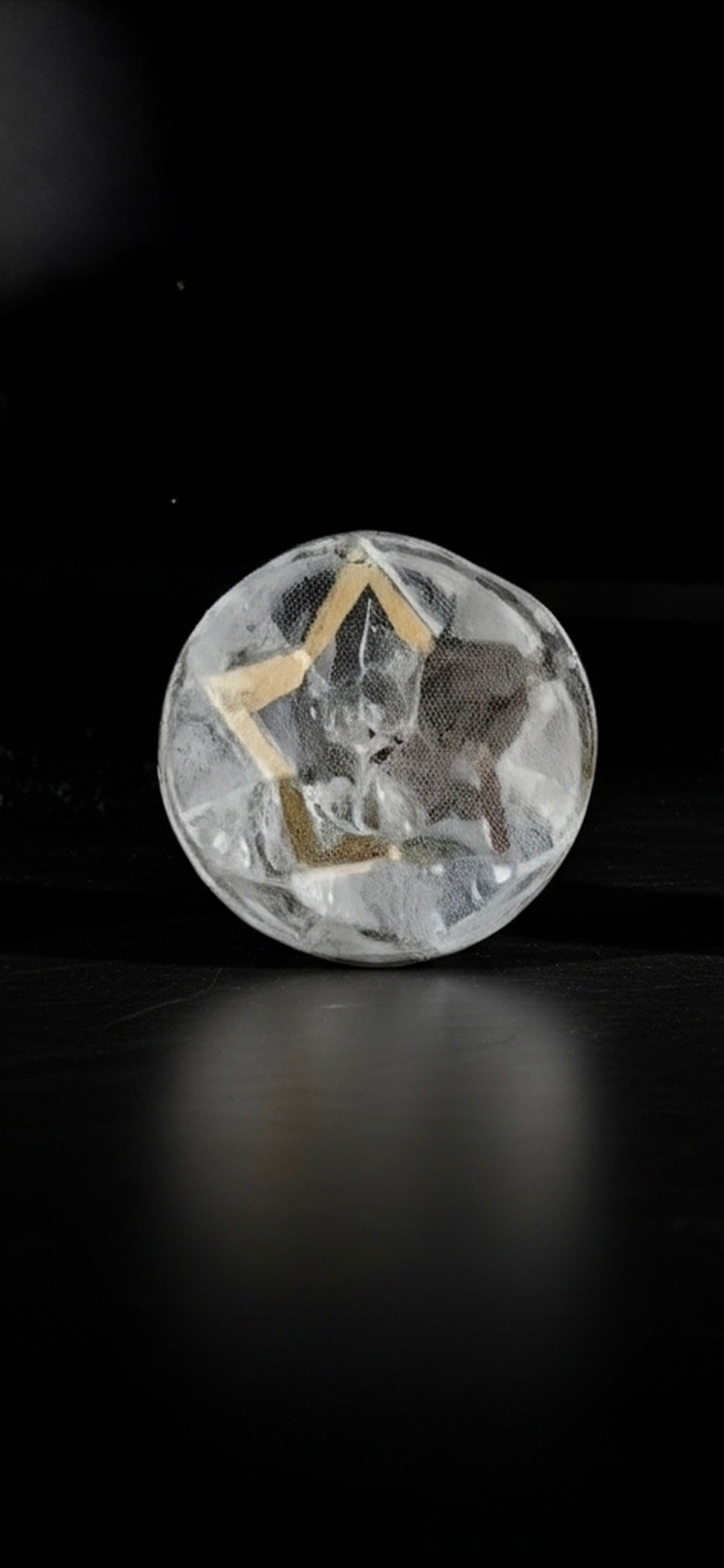 Vintage Transparent Glass Button with Internal Gold Foil Star Design